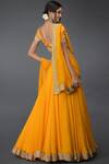 Shop_Talking Threads_Yellow Pure Satin Silk Leheriya Lehenga Set_at_Aza_Fashions