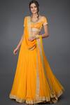 Buy_Talking Threads_Yellow Pure Satin Silk Leheriya Lehenga Set_Online_at_Aza_Fashions