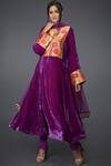 Buy_Talking Threads_Purple Silk Velvet Round Kurta Set  _at_Aza_Fashions