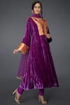 Talking Threads_Purple Silk Velvet Round Kurta Set  _Online_at_Aza_Fashions