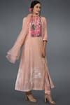 Buy_Talking Threads_Peach Silk Velvet Kurta Set_at_Aza_Fashions