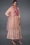 Talking Threads_Peach Silk Velvet Kurta Set_Online_at_Aza_Fashions