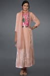 Buy_Talking Threads_Peach Silk Velvet Kurta Set_Online_at_Aza_Fashions