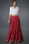 Buy_Talking Threads_Red Satin , Spread Collar Lehenga Set_Online_at_Aza_Fashions