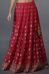 Shop_Talking Threads_Red Satin , Spread Collar Lehenga Set_Online_at_Aza_Fashions