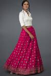 Talking Threads_Pink Satin , Spread Collar Lehenga Set_Online_at_Aza_Fashions