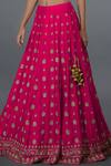 Shop_Talking Threads_Pink Satin , Spread Collar Lehenga Set_Online_at_Aza_Fashions