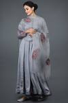 Buy_Talking Threads_Grey Modal Round Embroidered Anarkali Set  _at_Aza_Fashions