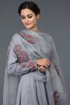 Shop_Talking Threads_Grey Modal Round Embroidered Anarkali Set  _Online_at_Aza_Fashions