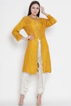 Buy_Twenty Nine_Yellow Gajji Silk Round Bandhani Tunic _at_Aza_Fashions