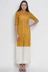 Buy_Twenty Nine_Yellow Silk Band Bandhani Tunic _at_Aza_Fashions