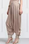 Twenty Nine_Grey Modal Satin Embellished Draped Pants _Online_at_Aza_Fashions