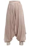 Buy_Twenty Nine_Grey Modal Satin Embellished Draped Pants _Online_at_Aza_Fashions