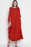 Buy_Twenty Nine_Red Gajji Silk Boat Draped Tunic _at_Aza_Fashions