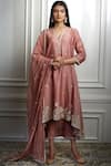 Mandira Wirk - Indian Pink Chanderi Round Kurta Set Online at Aza Fashions Mandira Wirk - Indian_Pink Chanderi Round Kurta Set _Online_at_Aza_Fashions