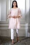Buy Mandira Wirk - Indian Peach Chanderi Round Kurta Set at Aza Fashions Buy_Mandira Wirk - Indian_Peach Chanderi Round Kurta Set _at_Aza_Fashions