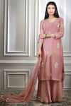 Buy_Mandira Wirk_Pink Chanderi Kurta Sharara Set_Online_at_Aza_Fashions