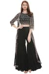 Buy_Soup by Sougat Paul_Black Crepe Top Round Embellished Sharara Set With Jacket _at_Aza_Fashions