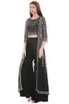 Soup by Sougat Paul_Black Crepe Top Round Embellished Sharara Set With Jacket _Online_at_Aza_Fashions