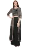 Buy_Soup by Sougat Paul_Black Crepe Top Round Embellished Sharara Set With Jacket _Online_at_Aza_Fashions