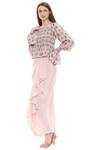 Soup by Sougat Paul_Pink Crepe Square Neck Printed Skirt Set _Online_at_Aza_Fashions