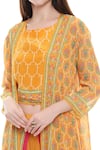 Soup by Sougat Paul_Yellow Crepe Top Round Embellished Jacket Dhoti Pant Set _at_Aza_Fashions