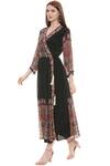 Soup by Sougat Paul_Black Crepe V Neck Floral Midi Dress _Online_at_Aza_Fashions