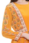 Soup by Sougat Paul_Yellow Crepe Draped Dress With Jacket_at_Aza_Fashions