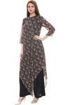Soup by Sougat Paul_Black Muslin Slub Round Printed Kurta Palazzo Set _Online_at_Aza_Fashions