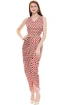 Shop_Soup by Sougat Paul_Red Satin V Neck Draped Dress With Jacket _Online_at_Aza_Fashions