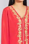 Varsha Wadhwa_Red Habutai Silk Embellished Kurta Palazzo Set_at_Aza_Fashions