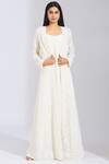 Buy Varsha Wadhwa White Viscose Crepe Embroidered Jacket With Kurta at Aza Fashions Buy_Varsha Wadhwa_White Viscose Crepe Embroidered Jacket With Kurta_at_Aza_Fashions