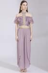 Buy_Ayesha Aejaz_Purple Silk Round Embroidered Top Pant Set  _Online_at_Aza_Fashions