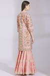 Shop_Ayesha Aejaz_Pink Raw Silk Mandarin Collar Embroidered Kurta Sharara Set  _at_Aza_Fashions