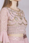 Ayesha Aejaz_Pink Georgette Round Embroidered Lehenga Set _at_Aza_Fashions