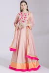 Buy_Ayesha Aejaz_Pink Raw Silk Round Embroidered Lehenga Set _at_Aza_Fashions