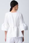 Buy_Rajesh Pratap Singh_White Cotton Peplum Pintuck Jacket_Online_at_Aza_Fashions