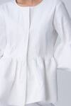Shop_Rajesh Pratap Singh_White Cotton Peplum Pintuck Jacket_Online_at_Aza_Fashions