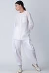 Buy_Rajesh Pratap Singh_White Band Collar Cotton Shirt _at_Aza_Fashions