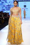 Buy_DiyaRajvvir_Yellow Leaf Neck Printed Lehenga Set _at_Aza_Fashions