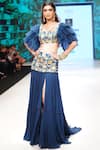 Buy_DiyaRajvvir_Blue Square Neck Pleated Lehenga Set _at_Aza_Fashions