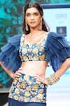 Buy_DiyaRajvvir_Blue Square Neck Pleated Lehenga Set _Online_at_Aza_Fashions