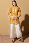 Ampm_Yellow Chanderi Shirt Tunic_Online_at_Aza_Fashions