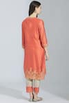 Shop_Poonam Dubey_Orange Chanderi Silk V Neck Kurta Set  _at_Aza_Fashions