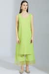 Buy_Poonam Dubey_Green Chanderi Silk Round Kurta Palazzo Set _Online_at_Aza_Fashions