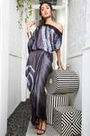 Nupur Kanoi_Grey Satin Cowl Skirt Set_Online_at_Aza_Fashions