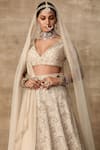 Ridhi Mehra_White Organza, Net V Neck Embroidered Bridal Lehenga Set _Online_at_Aza_Fashions