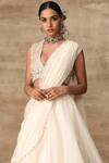 Ridhi Mehra_White Net V Neck Embroidered Bridal Lehenga Set _Online_at_Aza_Fashions