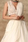 Buy_Ridhi Mehra_White Net V Neck Embroidered Bridal Lehenga Set _Online_at_Aza_Fashions