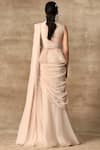 Shop_Ridhi Mehra_White Organza V Neck Pre-draped Saree With Blouse  _at_Aza_Fashions